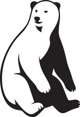 Polar bear serene silhouette illustration, Calm arctic animal black white design