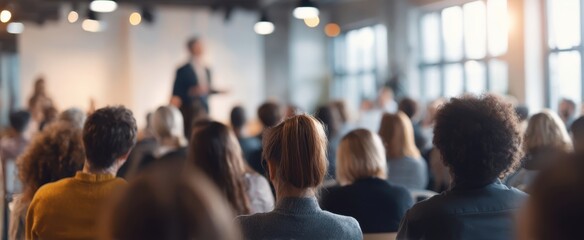 The engaged audience at a professional seminar listening to a keynote speaker.