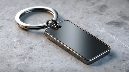 Sleek Black Metal Keychain Mockup Perfect for Branding and Design Presentations