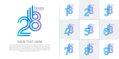 Anniversary logo type set with double line number. blue color can be use special moment