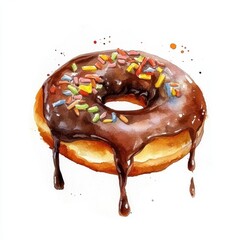 Delicious Chocolate Donut with Colorful Sprinkles and Dripping Frosting