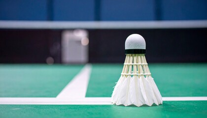 Badminton racket and shuttlecock resting on a table for indoor game play