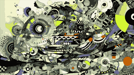 mixed media collection, illustrative style