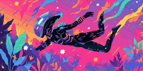 Selbstklebende Fototapeten Pink neon colorful flat style illustration  © ProPhotoshop