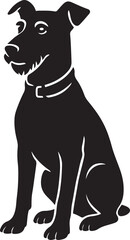 Sitting dog wearing collar silhouette, Loyal pet simple vector drawing