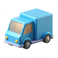 Cute blue delivery truck icon isolated on transparent background