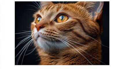 Close-up of a ginger cat looking upward