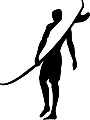 vector illustration of a silhouette of a man with a boardingsurfer
