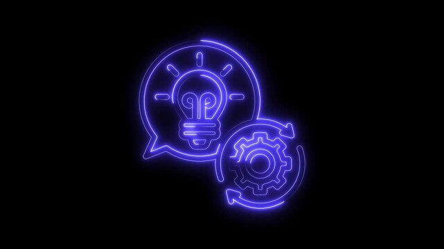 Neon business concept innovation symbol of idea generation with implementation workflow