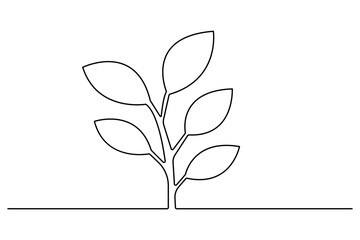 Growth plant continuous one line drawing minimalist design
