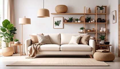 Fototapeta premium Modern Minimalist Living Room Interior Design