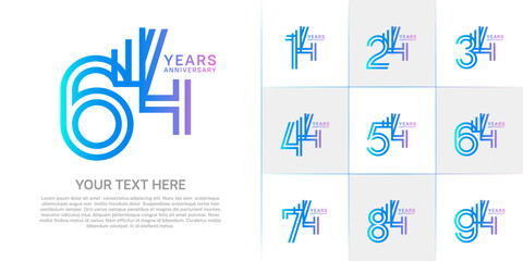 Anniversary logo type set with double line number. blue color can be use special moment