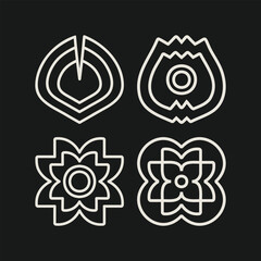 Mid century modern flowers vectors. Simple geometric icons.