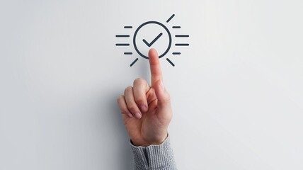 Hand with index finger pointing up, touching clicking. Isolated on white background. Finger pointing gesture, showing direction. Touchscreen interface digital interaction concept. Gesturing hands.