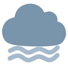 Flat design blue cloudy icon. Useful for forecast visuals, learning tools, kids apps, weather infographics, and school materials. Simple and clear vector illustration.