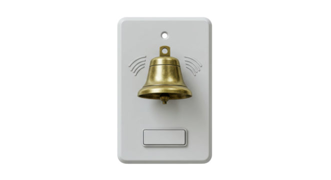 Isolated Wall Mounted Doorbell with Ringing Bell Sound