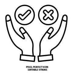 Decision making editable stroke outline icon isolated on white background flat vector illustration, black outline, Pixel perfect