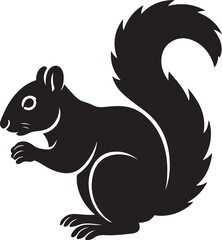 Squirrel elegant black silhouette art, Tree animal minimal line drawing