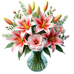 Autumn still life in garden flowers on transparent background.
