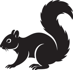 Squirrel vector silhouette bold shape, Wildlife rodent black white art
