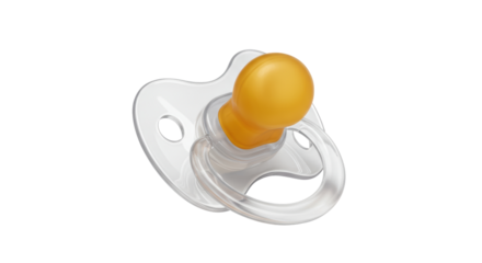Isolated Baby Pacifier with Clear Body and Yellow Nipple
