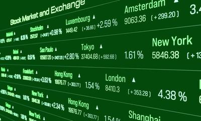 Bull market, rising stock market. Prices moving up, business, trading, financial market. Growth, strategy, trading, investment. 3D illustration