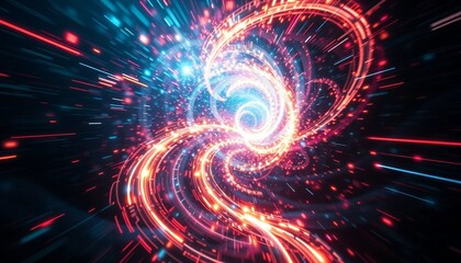 Abstract Neon Spiral – Sci-Fi Energy Flow Digital Wallpaper