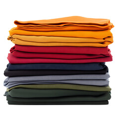  Stack of assorted folded fabrics