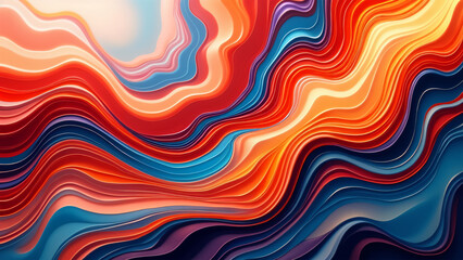 Fluid Colorful Abstract Art: Wavy layers of vibrant colors intertwine in this captivating abstract image