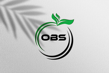 Obs logo design with green leaves and circular emblem