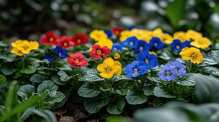 Vibrant colorful flowers in a garden bed