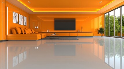 Modern Orange Living Room Design