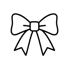 Simple Ribbon Bow Tie Line Art isolated on white background
