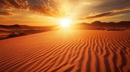 Gardinen A blazing desert landscape at noon with the sun fiercely beating down on the sand and the air shimmering with heat © Lonely Dragon
