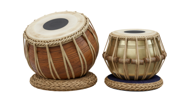 Isolated Tabla Percussion Instruments on White