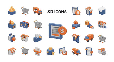 Colorful 3D Ecommerce vector icons sets Set for Digital Use