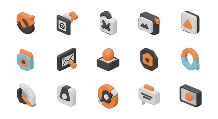Colorful 3D vector icons set Set for Digital Applications