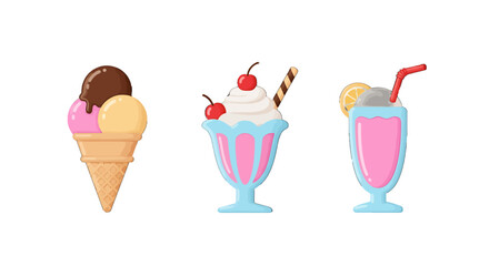 Colorful Ice Cream Treats and a Refreshing Drink Set