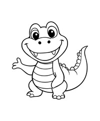 Adorable Cartoon Alligator Coloring Page: A Cute Reptile Illustration