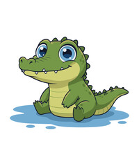 Adorable Baby Crocodile Cartoon Illustration