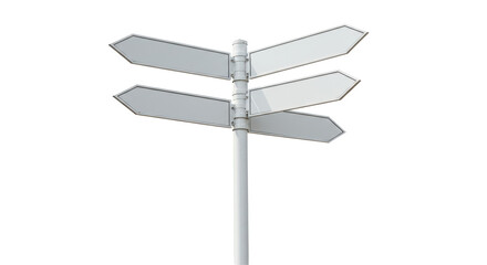 Isolated Blank White Directional Signpost Multiple Arrows