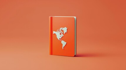 A vibrant orange notebook featuring a world map design, perfect for travel enthusiasts and creative thinkers.