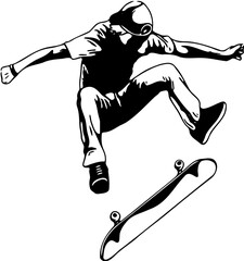 silhouette of a man jumping skateboard