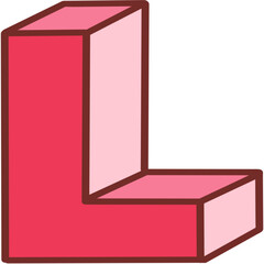 Pink letter L.