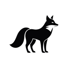 Stylized black fox silhouette logo design