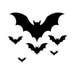 Naklejka premium A spooky swarm of flying bat silhouettes for Halloween.