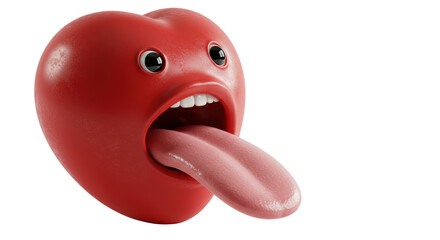 Isolated Cartoon Heart with Open Mouth and Tongue