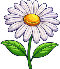 white daisy flower vector icon on withe background