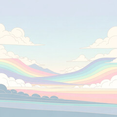 Pastel Rainbow Hills A Dreamy Landscape Illustration