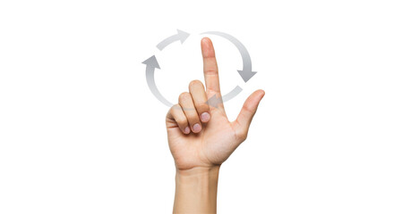 Isolated Hand with Rotating Arrows Symbol